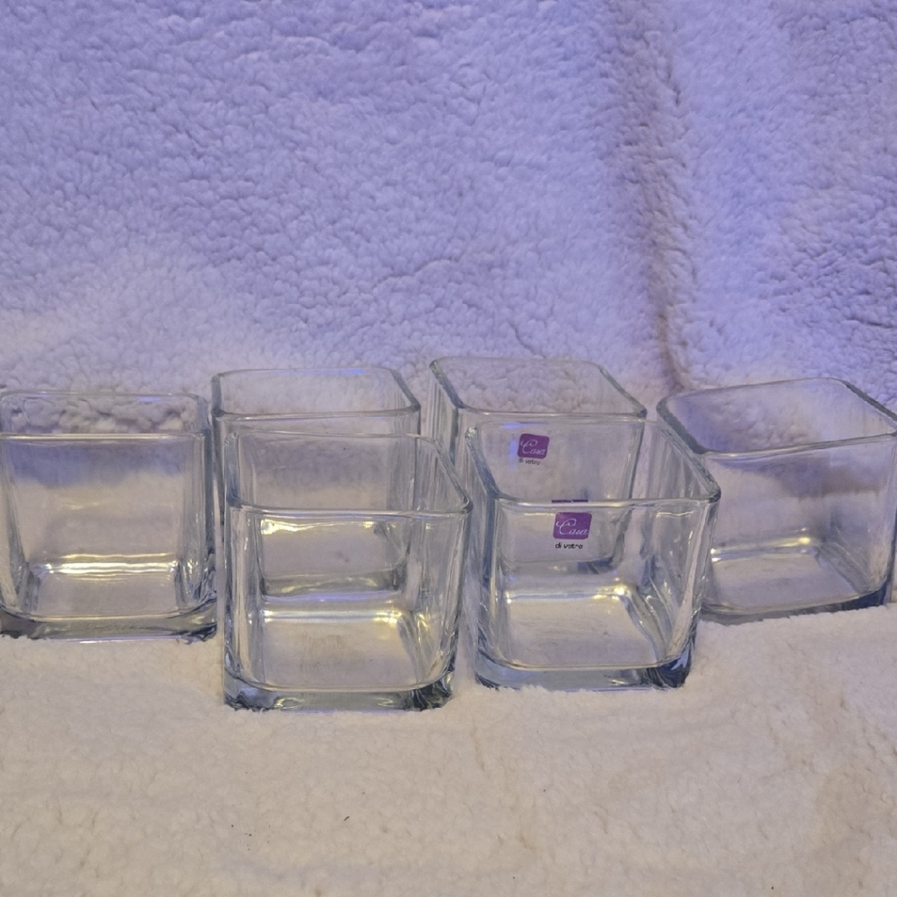 Clear Glass Square Votive Candle Holders